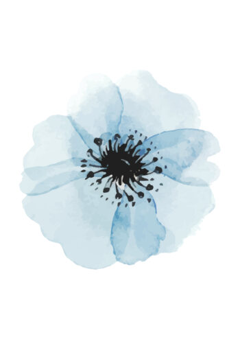 Poster Blaue Blume Wasserfarben Poster 1