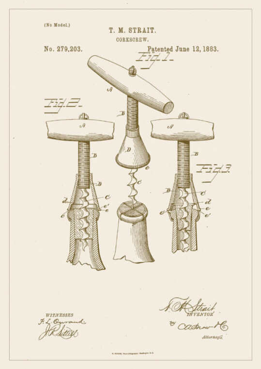 Poster Korkenzieher Patent Poster 1