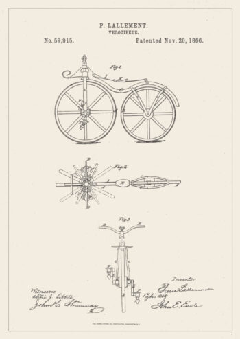 Poster Patent Velocipede/Fahrrad Poster 1